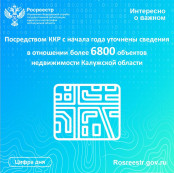 Посредством ККР с начала года уточнены сведения в отношении более 6800 объектов недвижимости Калужской области Посредством ККР с начала года уточнены сведения в отношении более 6800 объектов недвижимости Калужской области