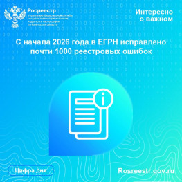 С начала 2026 года в ЕГРН исправлено почти 1000 реестровых ошибок С начала 2026 года в ЕГРН исправлено почти 1000 реестровых ошибок
