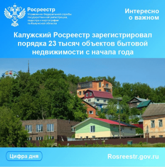 Калужский Росреестр зарегистрировал порядка 23 тысяч объектов бытовой недвижимости с начала года