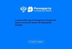 С начала 2026 года в Роскадастр по Калужской области поступило более 300 обращений граждан С начала 2026 года в Роскадастр по Калужской области поступило более 300 обращений граждан